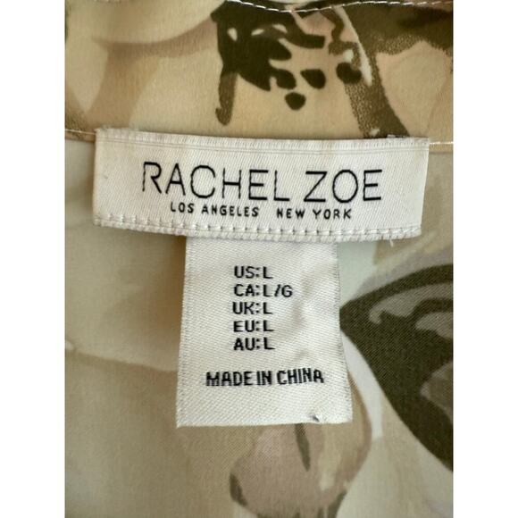 Rachel Zoe Short Sleeve Blouse Tie Front Tropical Floral size Large - Picture 3 of 5